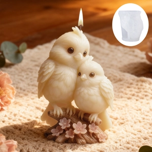 3D Couple Birds Cherry Blossom Silicone Mold For DIY Handmade Candle Resin Plaster Craft Desktop Decor Novelty