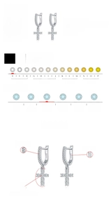 Detail chart of D-color VVS1 moissanite diamond quality for S925 silver cross earrings