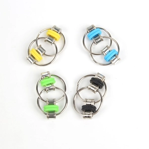 Fidget cube bike chain toy available in yellow, blue, green, and black colors