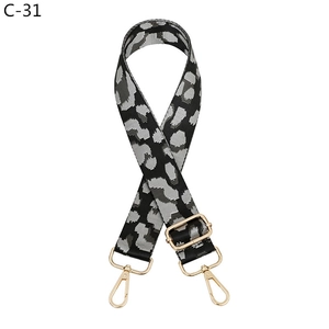 Adjustable leopard print wide shoulder strap for bags with durable gold metal hardware