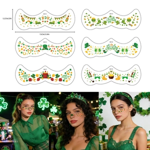 6 Blatt St. Patrick's Day Kleeblatt Gesichtstattoos für festliche Make-up-Looks