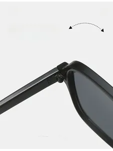 Detail of durable texture hinge on black square glasses frame for men and women