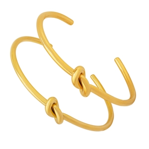 Minimalist gold-plated knot cuff bracelet in stainless steel for women set of two
