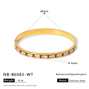Detailed size specifications for 18K gold plated wave bracelet with zircon stones