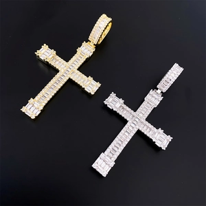 Hip hop 5A zircon cross pendants in gold and silver finish with full stone pavé