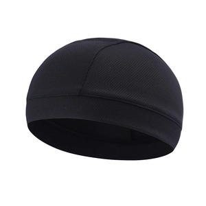 Breathable black mesh cycling skull cap and sweat-wicking running helmet liner
