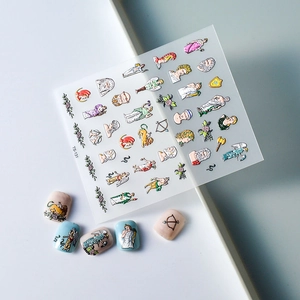 Baroque style 5D embossed nail art stickers with Cupid and angel reliefs TS-131