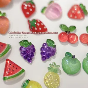 3D translucent fruit nail art charms with glitter including strawberry and watermelon