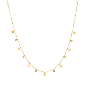 Collier minimaliste en acier plaqué or avec pendentifs étoiles et oxydes de zirconium