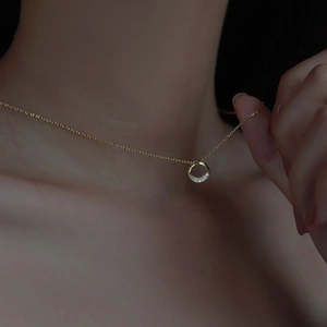 Elegant 14k gold plated S925 silver necklace with sparkling cubic zirconia pendant