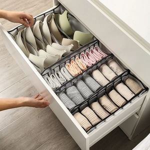 Underwear Drawer Organizer Foldable Nylon Mesh Socks Bra Wardrobe Closet Grid Divider Storage Box Breathable Visible