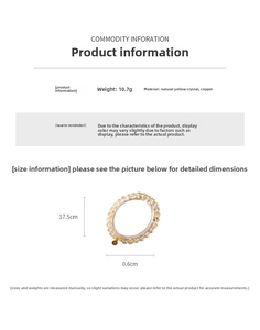 Detailed specs of 6mm natural rutilated quartz beaded bracelet weighing 10.7g and 17.5cm long