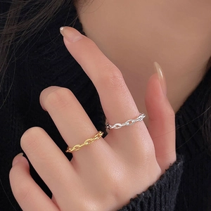 925 Sterling Silver Chain Link Ring Adjustable Open Braided Minimalist INS Style Fashion Jewelry Accessories For Women