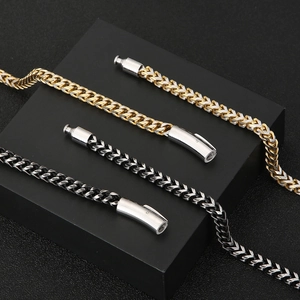 Titanium steel keel chain necklaces in gold, silver, and black finish for men