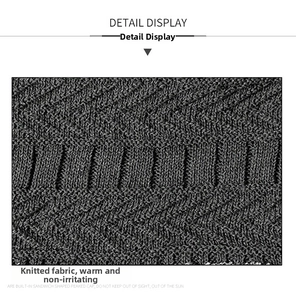 Close-up of black ribbed knit fabric texture on warm winter hat and scarf set