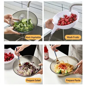 Multifunctional plastic kitchen drain bowl for washing fruits and vegetables