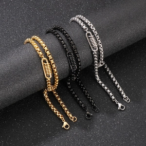 Edelstahl Gliederkette Halskette Mit Feder Dekoration Industrie Punk Stil Minimalistischer Herren Schmuck