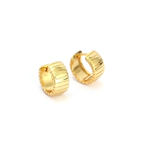 Minimalist 925 silver irregular textured gold hoop earrings with ribbed finish for women