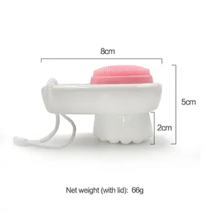 Double-sided silicone facial brush with soft bristles and hanging cord for deep pore cleaning