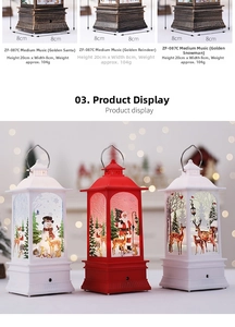 Detailed size specifications for Santa and Reindeer Christmas lanterns, 20cm height and 8cm width