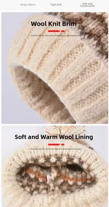 Detail of winter knitted hat showing thick thermal lining and premium weaving texture