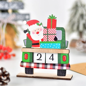 DIY Christmas wooden truck countdown calendar with Santa Claus and movable date blocks