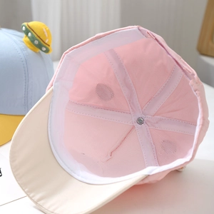 Kids baseball cap with breathable mesh lining and cute spaceship bear design