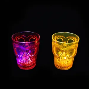 LED skull shot glasses with red and yellow lighting effects for Halloween parties