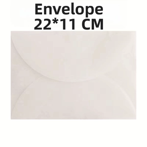 Translucent white petal-shaped envelope made of vellum paper measuring 22x11cm