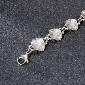 Bracelet punk en acier inoxydable pour homme avec maillons argentés et fermoir mousqueton