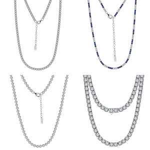 Collier chaîne tennis en argent sterling S925 avec pierres de zircone de 4mm