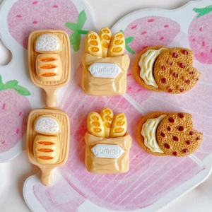 Miniature Food Simulation Resin Charms Kawaii Bread Chocolate Biscuit Baguette For DIY Phone Case Hair Clip Jewelry Craft