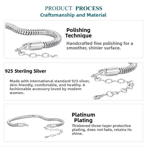 Macro detail of S925 sterling silver snake chain with polished finish and S925 hallmark