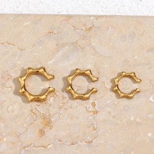 Three-piece set of gold-plated stainless steel rivet ear cuffs in various sizes
