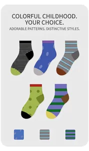 Detail showing five assorted striped and polka dot breathable mesh socks for boys