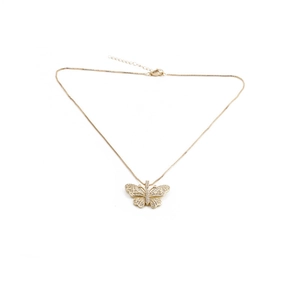 Minimalist copper gold plated necklace with a sparkling butterfly zircon pendant