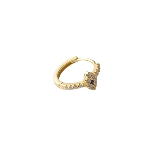Gold S925 silver evil eye hoop earring with micro-paved blue and clear zircons