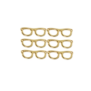 Set of six golden alloy eyewear-shaped charms for handmade DIY jewelry and accessory making