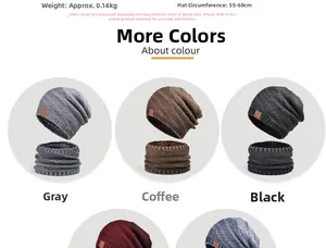 Détails de l'ensemble bonnet et tour de cou en tricot d'hiver en cinq couleurs