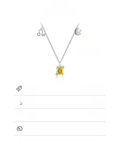 Detailed specs of S925 sterling silver Leo necklace with yellow emerald cut stone