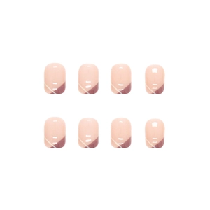 French style purple triangle press-on nails with nude base and glossy square oval shape