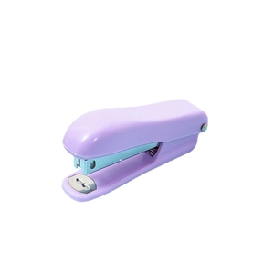 Mini purple macaron color stapler with smooth plastic shell and compact metal structure