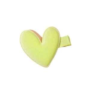 Cute large yellow heart velvet hair clip for girls on clean white background