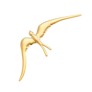Broche hirondelle élégante en acier inoxydable doré avec une finition polie