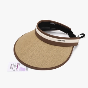 UV-protective straw open-top sun visor with color-block brim and intensity sensor card