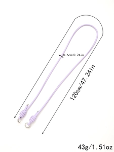 Purple leather strap for phone or bag with metal ring buckle, 120cm length and 0.6cm width