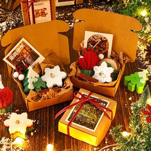 Christmas Scented Candle Gift Box Handmade Soy Wax Aromatherapy Holiday Decor Gingerbread Man Tree Shape Party Favor