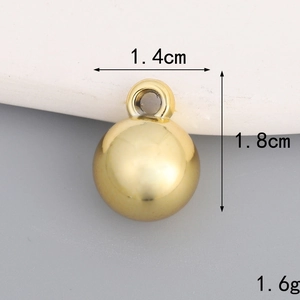 Detailed view of 1.4cm UV gold plated heart bead accessory with dimension and weight info
