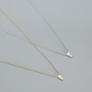 Artificial Pearl And Zircon Pendant Necklace 925 Sterling Silver Clavicle Chain For Women Dainty Simple Fashion Jewelry