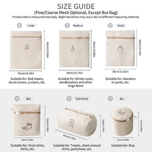 Thickened double-layer mesh laundry bag set with embroidery for delicate bra and clothing